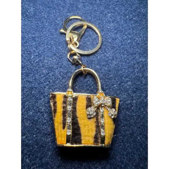 Handbag Rhinestone and Enamel Key Chain - Picture 2 of 7